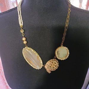Stone and Faux Pearl Necklace